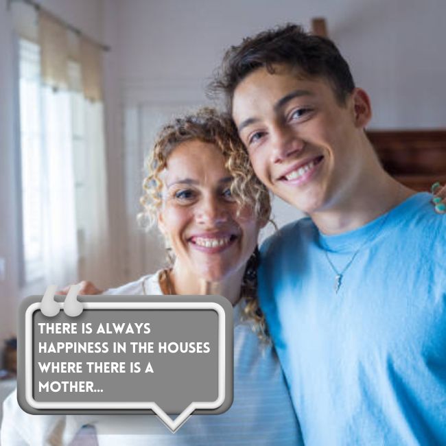 There is always happiness in the houses where there is a mother